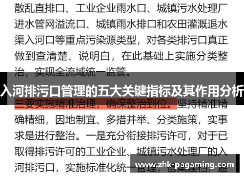 入河排污口管理的五大关键指标及其作用分析