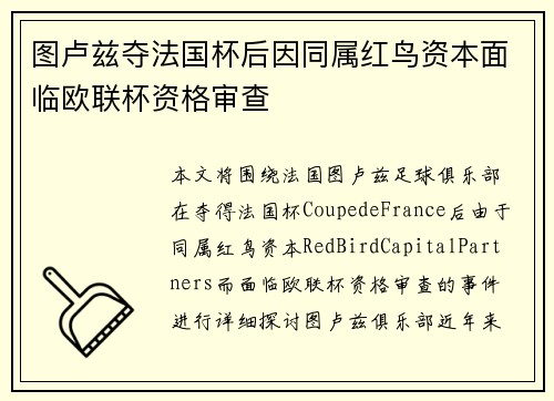 图卢兹夺法国杯后因同属红鸟资本面临欧联杯资格审查